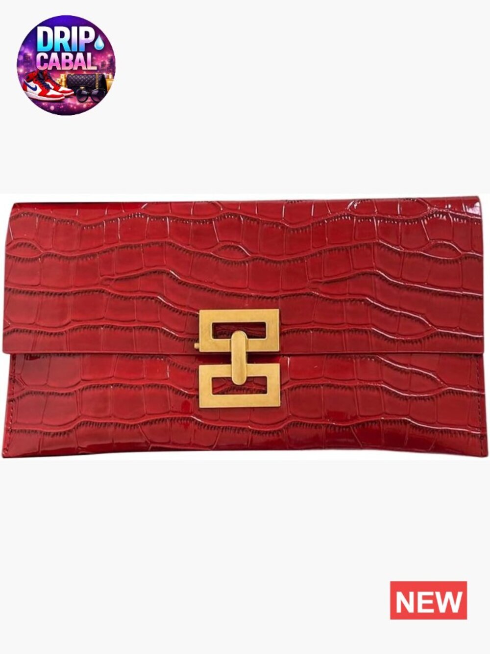 Metallic Envelope Clutch Evening Bag Faux Leather Crocodile Style